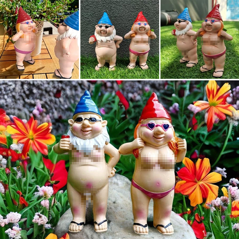 Ondeugend tuinkabouter grappig standbeeld