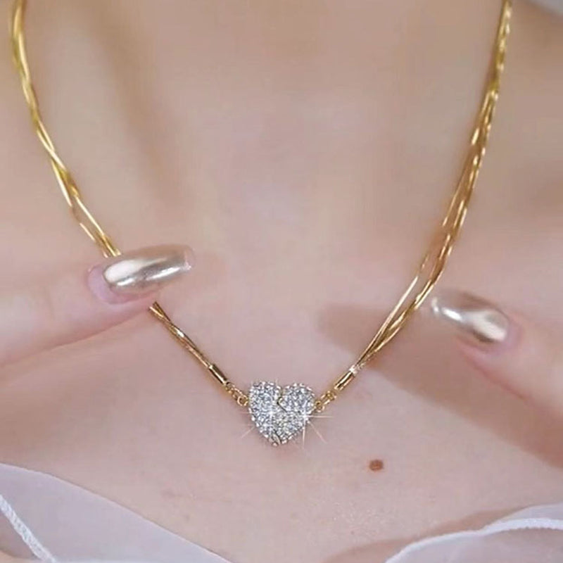 Hartvormige hanger met magnetische sluiting en diamanten