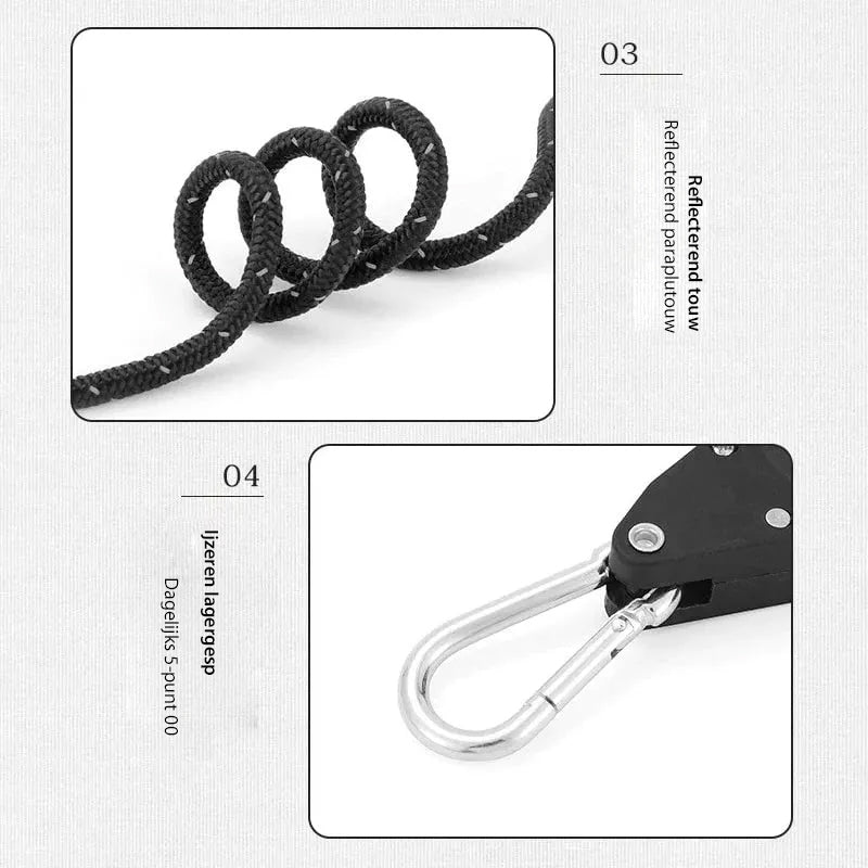 Draagbaar verstelbaar vast kampeertouw