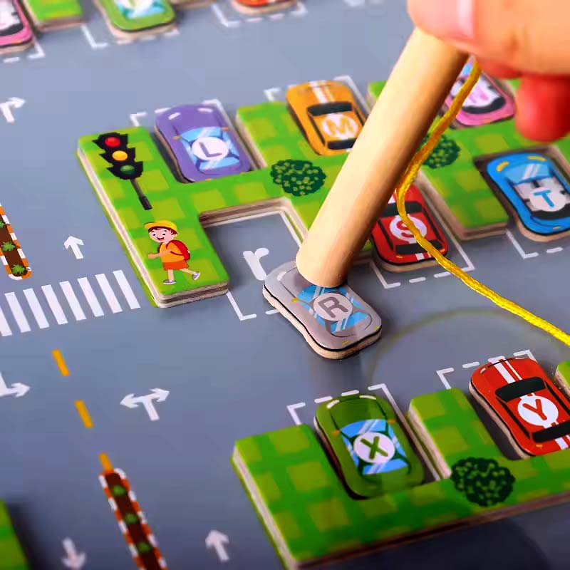 Magnetisch alfabet-parkeerspeelgoed