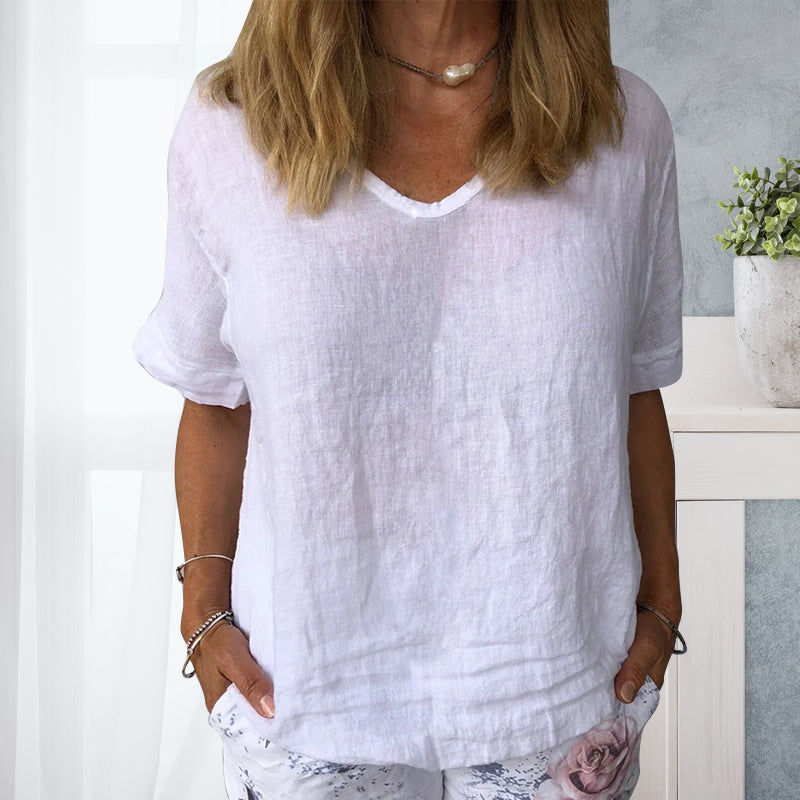 Casual katoenen overhemd voor dames in pure kleuren