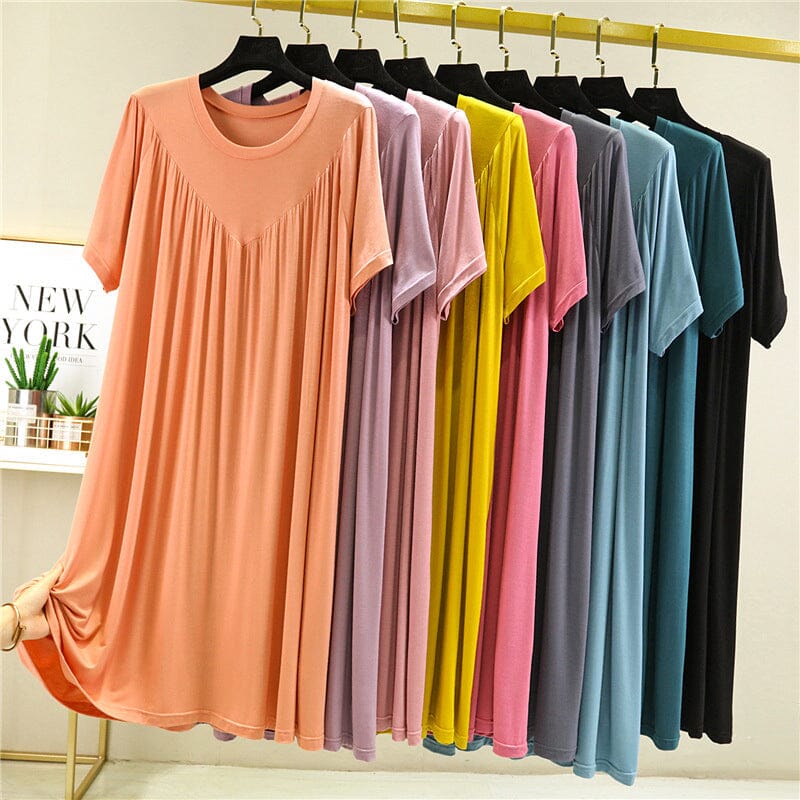 Zachte losse nachtjapon met korte mouwen