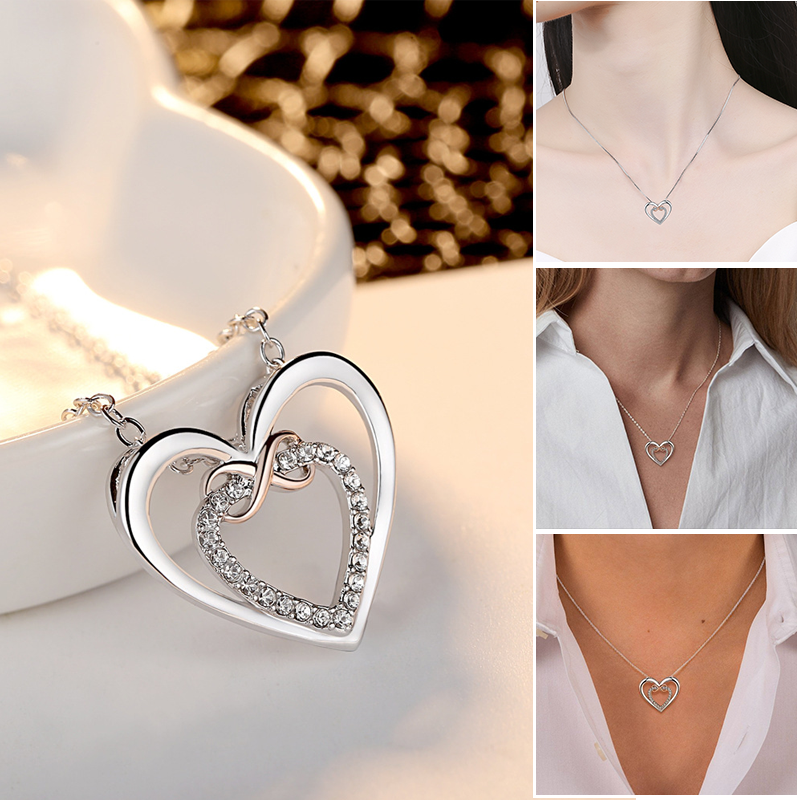 Twee harten Infinity ketting