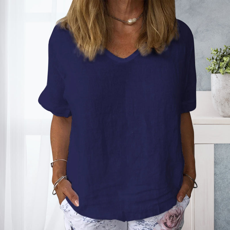 Casual katoenen overhemd voor dames in pure kleuren