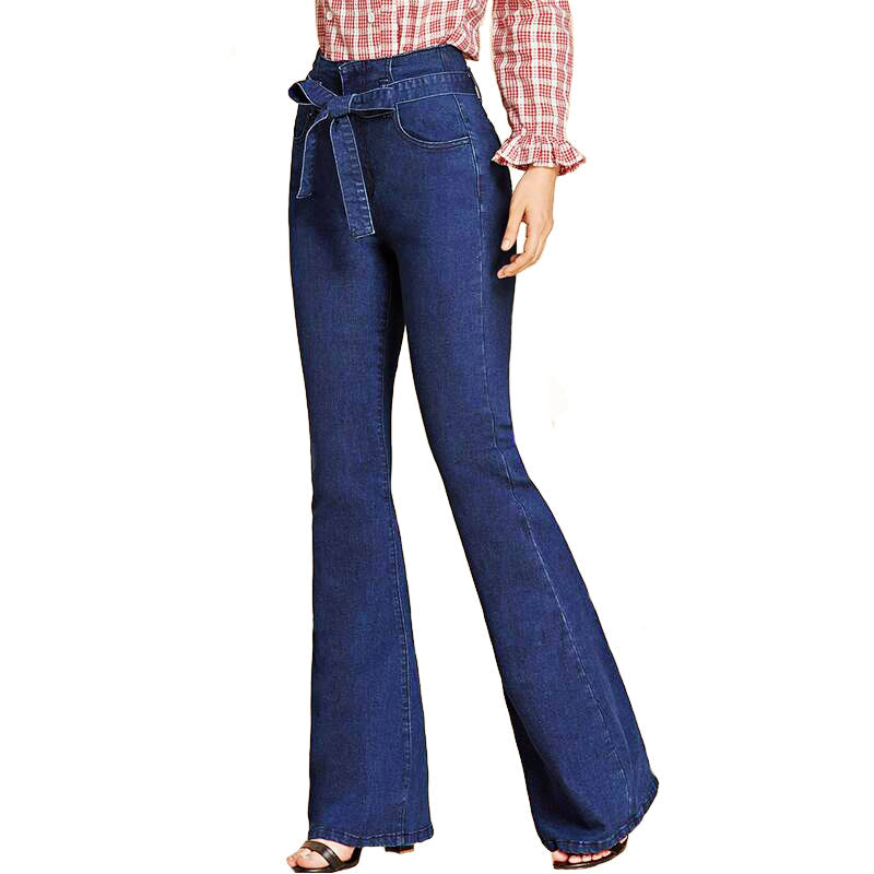 Dames Hoge Taille Wijde Benen Denim Jeans