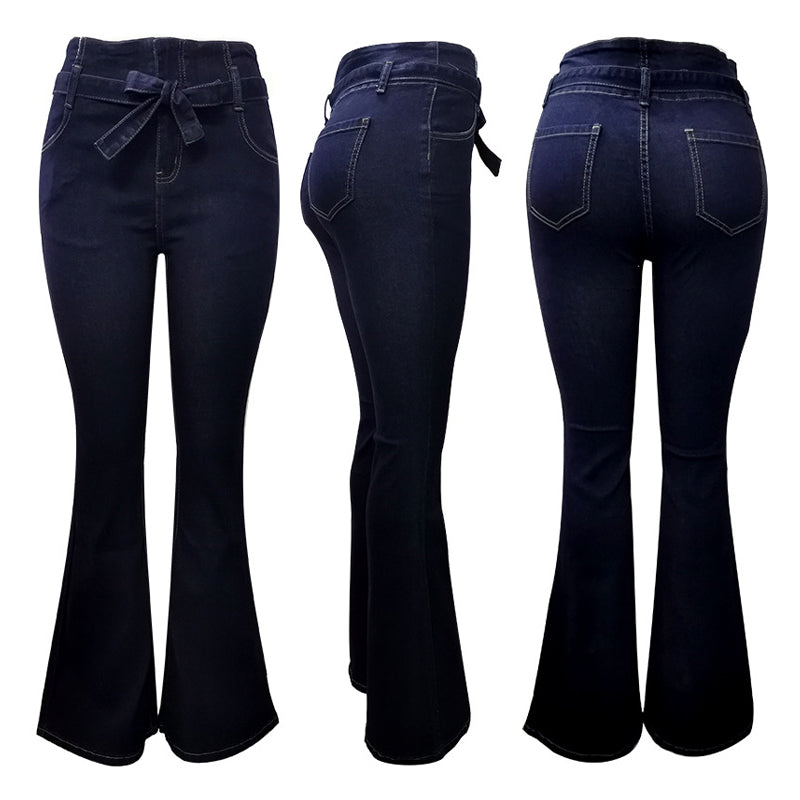Dames Hoge Taille Wijde Benen Denim Jeans