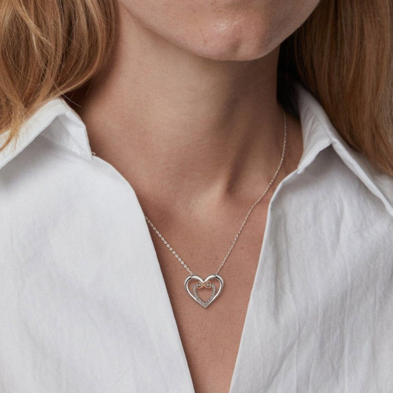 Twee harten Infinity ketting