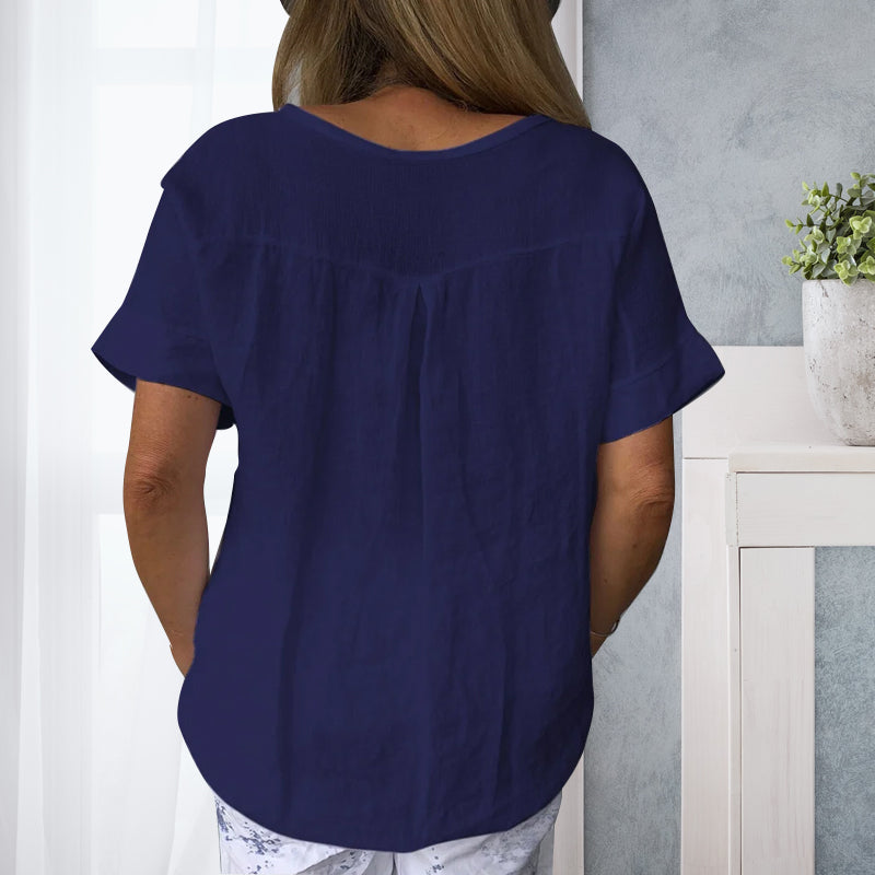 Casual katoenen overhemd voor dames in pure kleuren