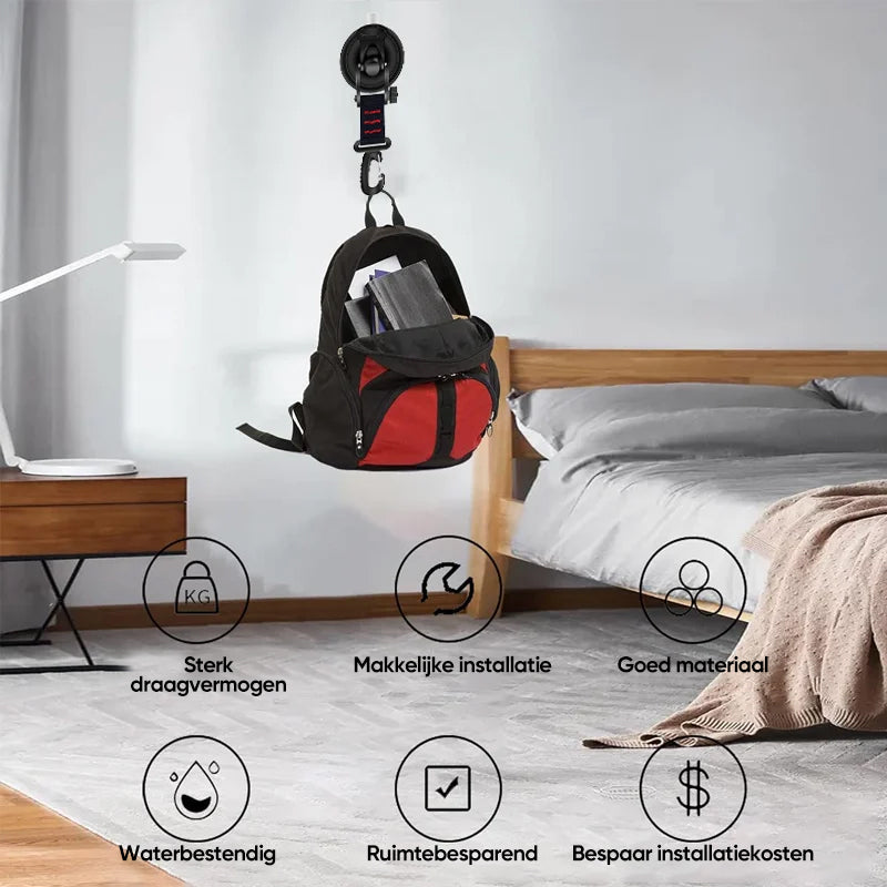 Heavy Duty vacuümzuignap met haak