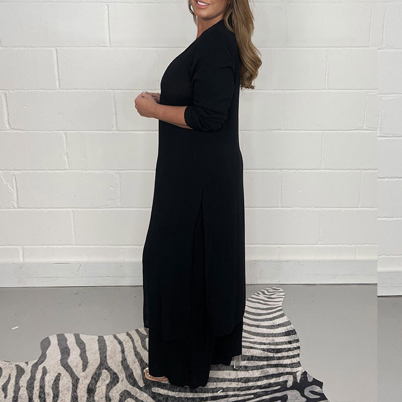 Casual tweedelig pak met lange top en bijpassende broek