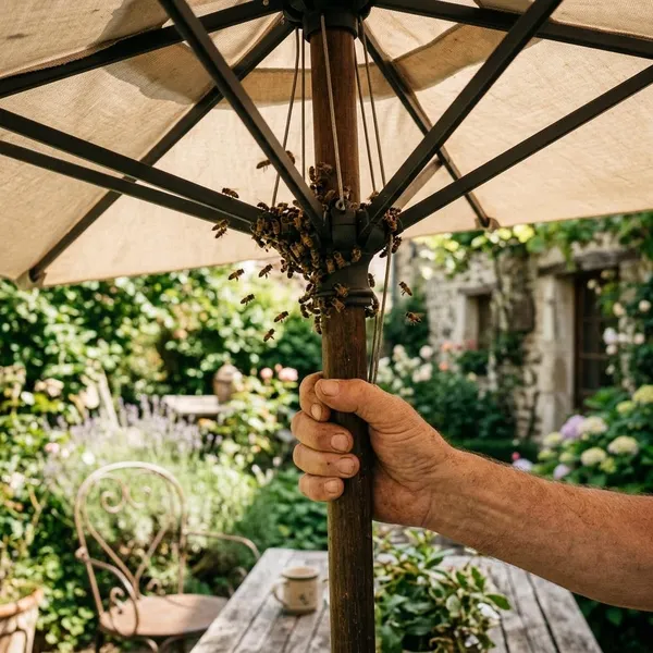 Waarom bijen onder een parasol gaan zitten