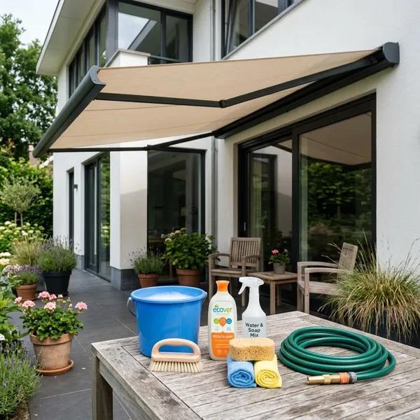 Doek van je zonnescherm schoonmaken in stappen