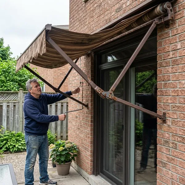 handmatig zonnescherm wil niet meer in