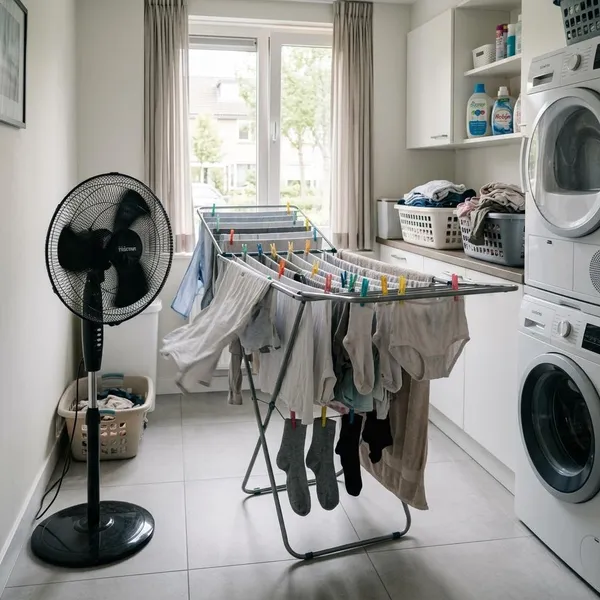 Helpt een ventilator om was te drogen