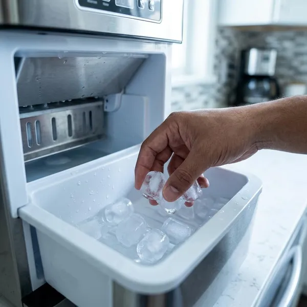 Water in een ijsblokjesmachine