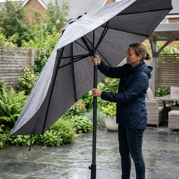 Parasol buiten laten staan bij regen