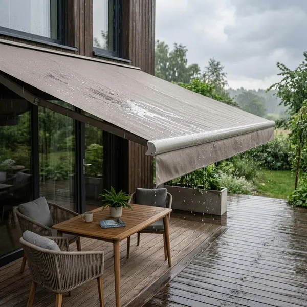 Waarom regen schade kan geven aan een zonnescherm