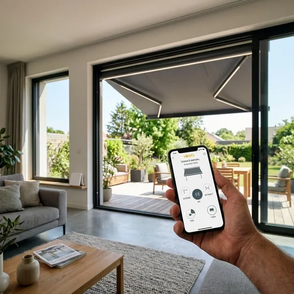 Somfy zonnescherm bedienen met app