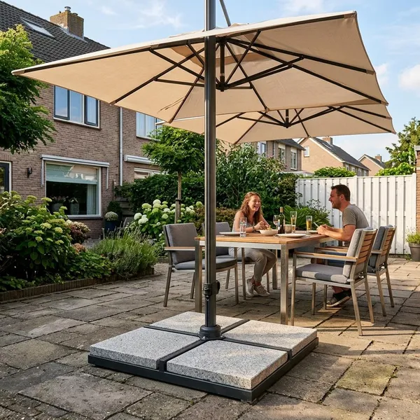 welke parasolvoet voor dubbele parasol